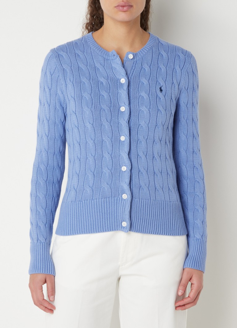 Ralph Lauren Kabelgebreid vest met logoborduring • Blauw • de Bijenkorf