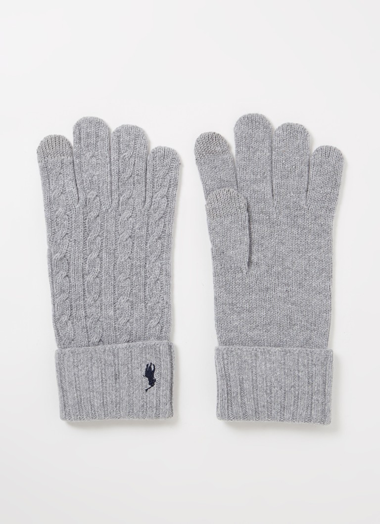 Ralph Lauren - Kabelgebreide handschoenen in wolblend - Lichtgrijs
