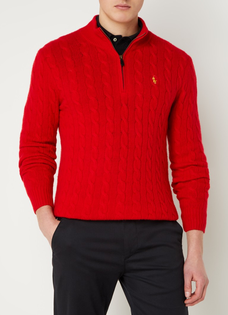 Losse Pasvorm Sweater Ralph Lauren Met Halve Rits • Gebroken Wit • De Kabelgebreide Trui Losse Pasvorm Sweater Ralph Lauren Met Halve Rits • Gebroken Wit • De Kabelgebreide Trui