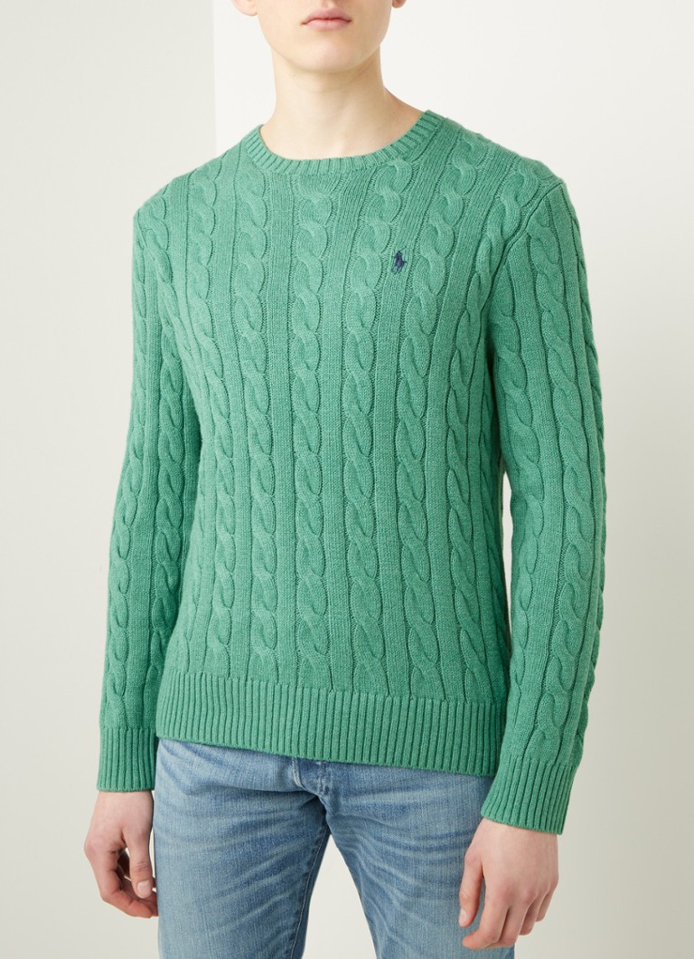Ralph Lauren Kabelgebreide trui met logoborduring • Groen • de Bijenkorf
