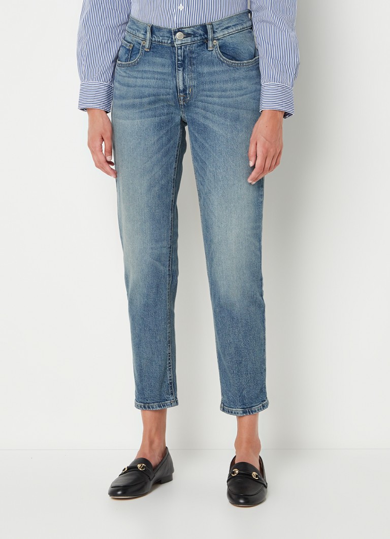 Ralph Lauren - Mid waist tapered cropped jeans met medium wassing - Indigo