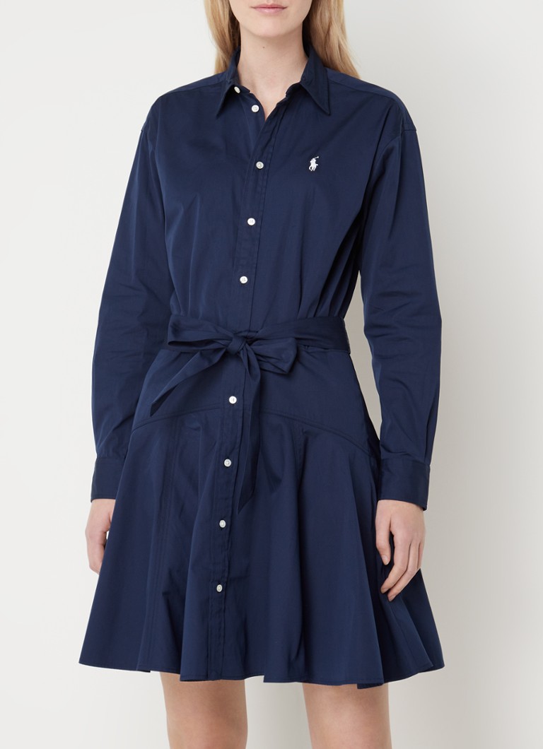 Overblijvend meer en meer kans Ralph Lauren Mini blousejurk met strikceintuur en logoborduring •  Donkerblauw • de Bijenkorf