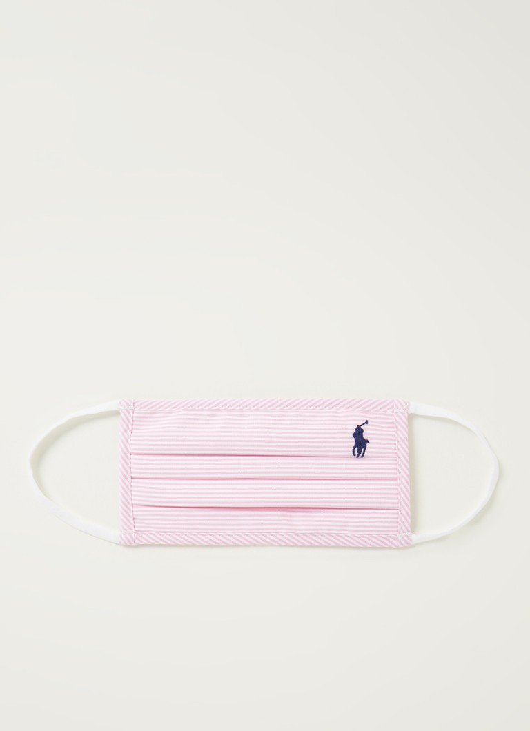 Ralph Lauren - Niet-medisch mondkapje met streepprint in softcase - Pink/White