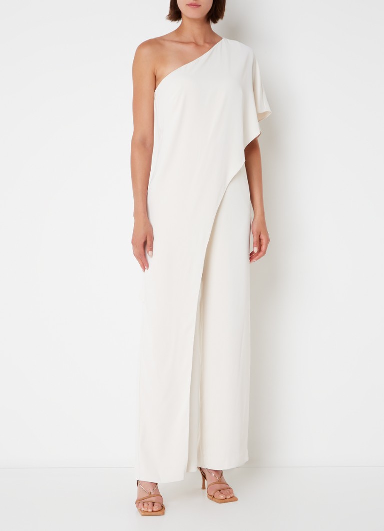 Ralph Lauren - One-shoulder loose fit jumpsuit met volant - Creme