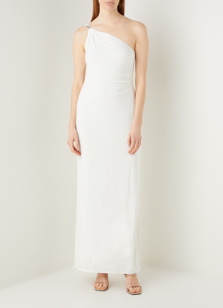 Ralph Lauren - One shoulder maxi jurk met schakeldetail - Gebroken wit