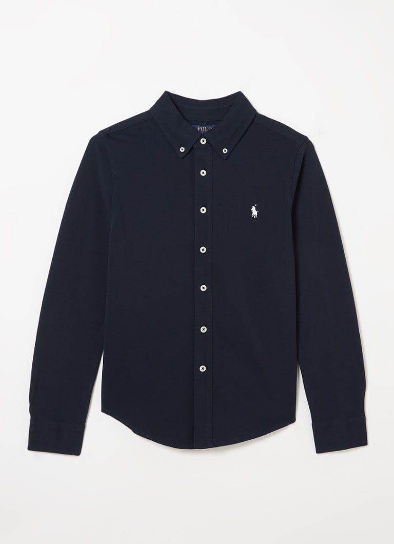 Ralph Lauren - Overhemd van piqué katoen met logoborduring - Blauw