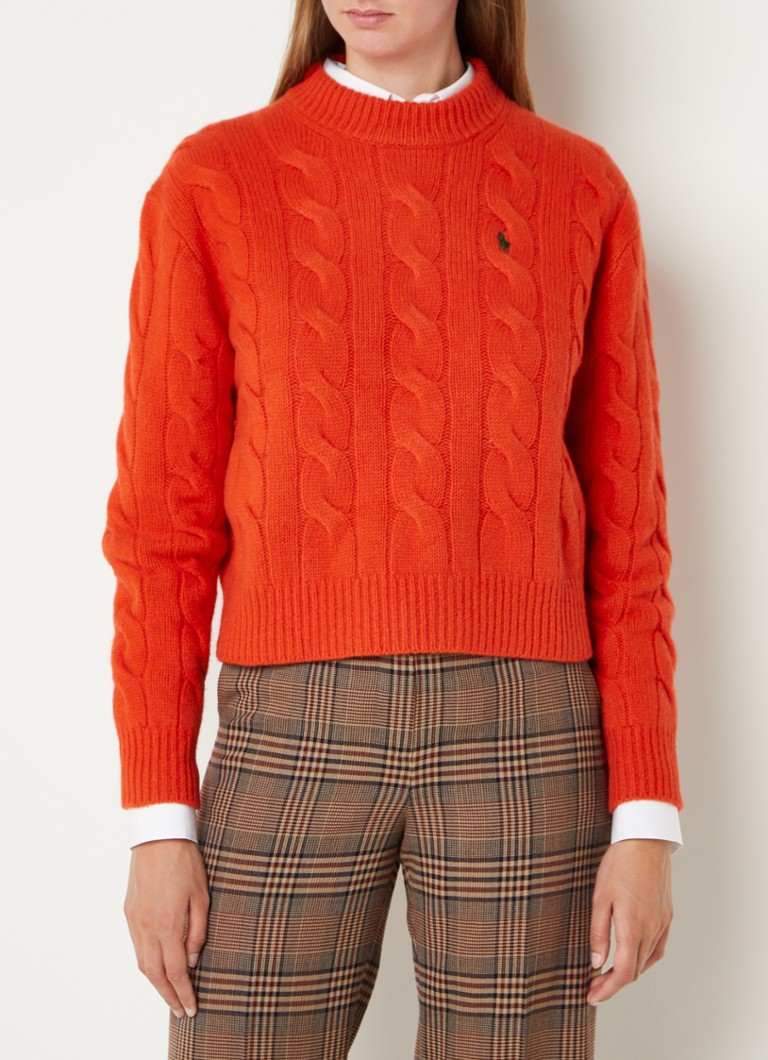 Ralph Lauren - Oversized kabelgebreide pullover in kasjmierblend  - Oranje