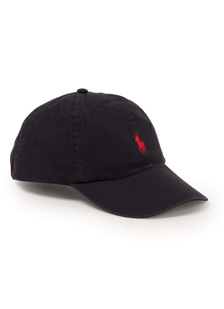 Ralph Lauren - Pet van katoen met logoborduring - Zwart