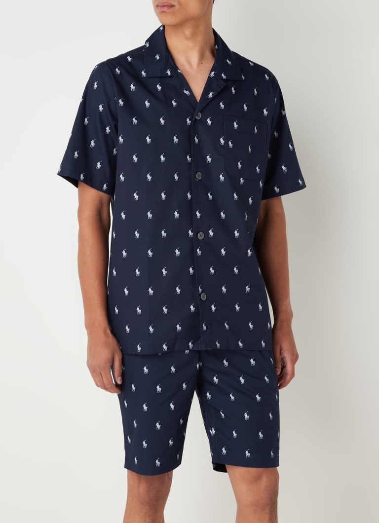 Ralph Lauren - Pyjamaset met steekzakken en logoprint - Donkerblauw