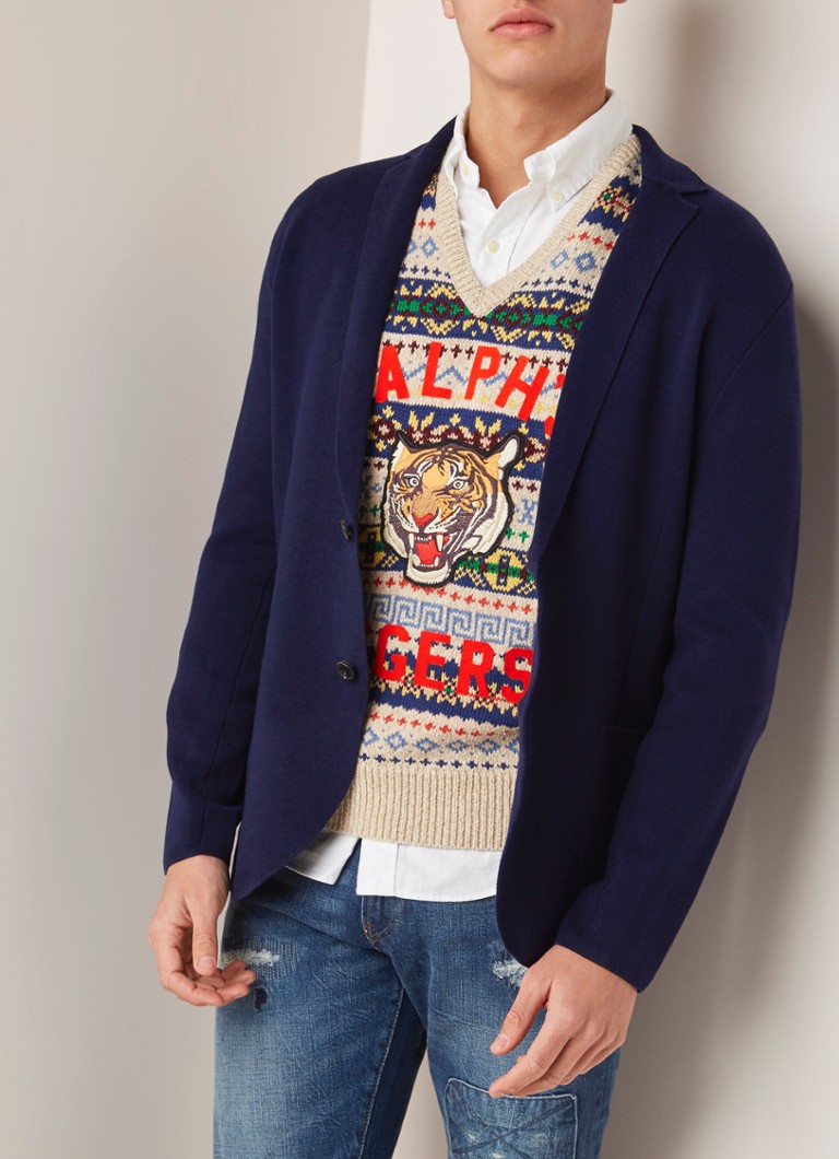 Ralph Lauren - Regular fit colbert van katoen met steekzakken - Donkerblauw