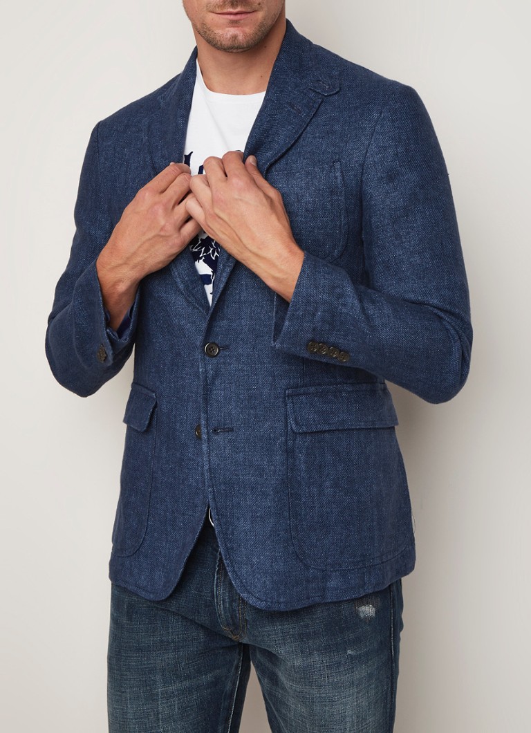 Ralph Lauren - Regular fit colbert van linnen met klepzakken - Donkerblauw