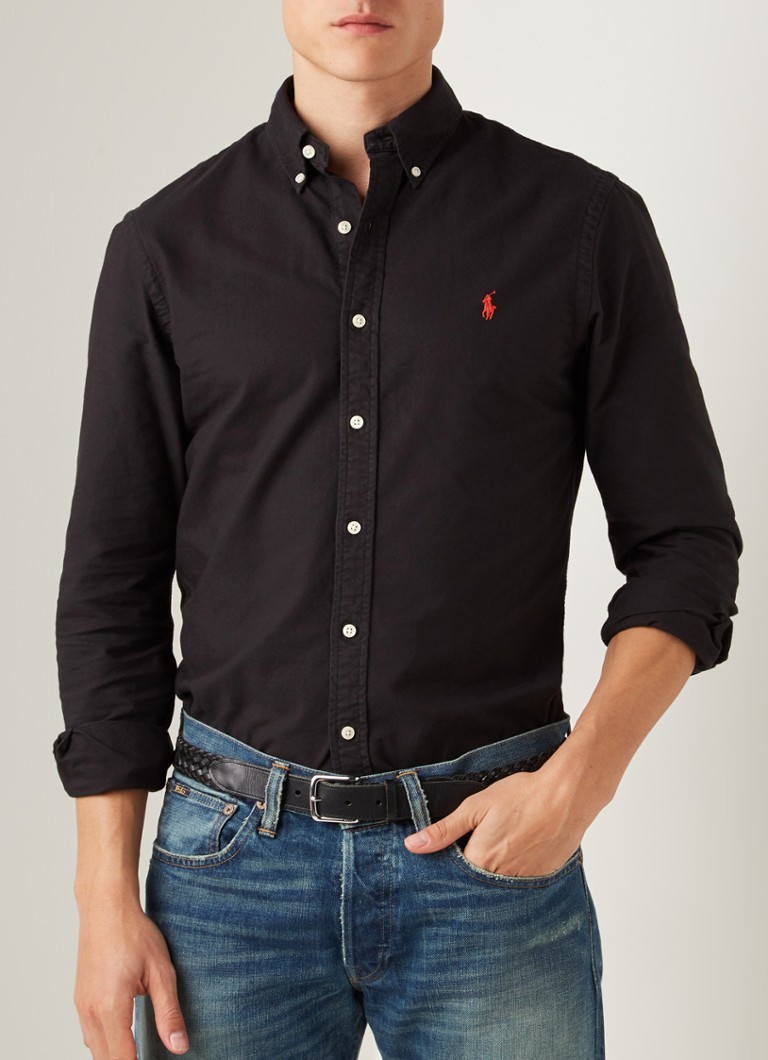 Ralph Lauren - Slim fit button down-overhemd van katoen - Zwart