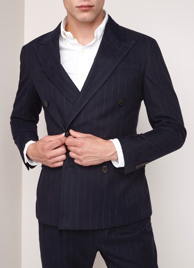 Ralph Lauren - Slim fit colbert van katoen met krijtstreep - Donkerblauw