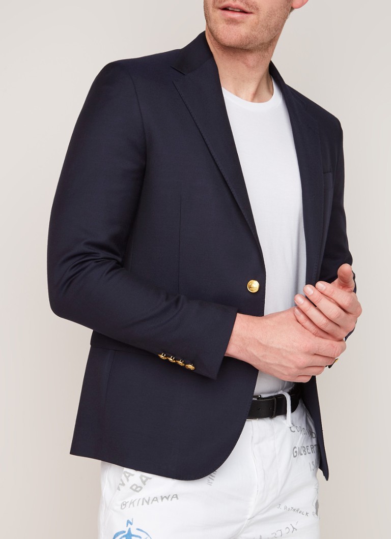 Ralph Lauren - Slim fit colbert van wol met klepzakken - Donkerblauw