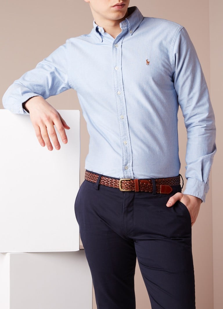Ralph Lauren - Slim fit overhemd met logo - Lichtblauw