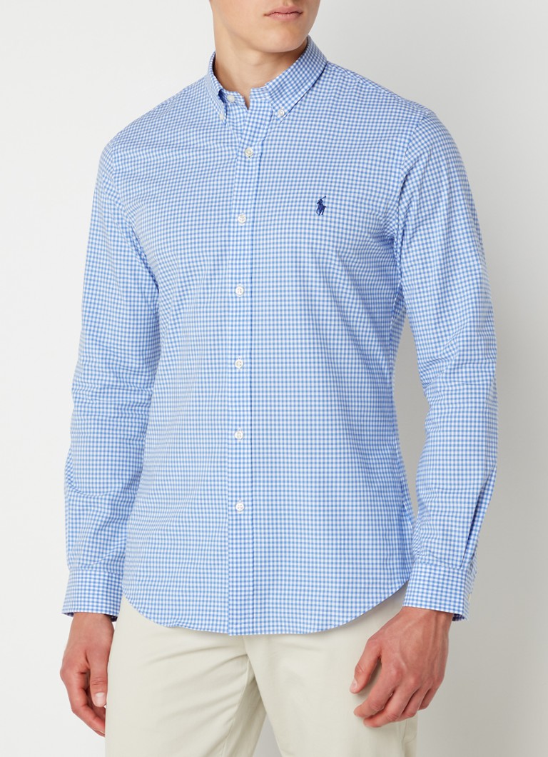 Ralph Lauren - Slim fit overhemd met logo - Blauwgrijs