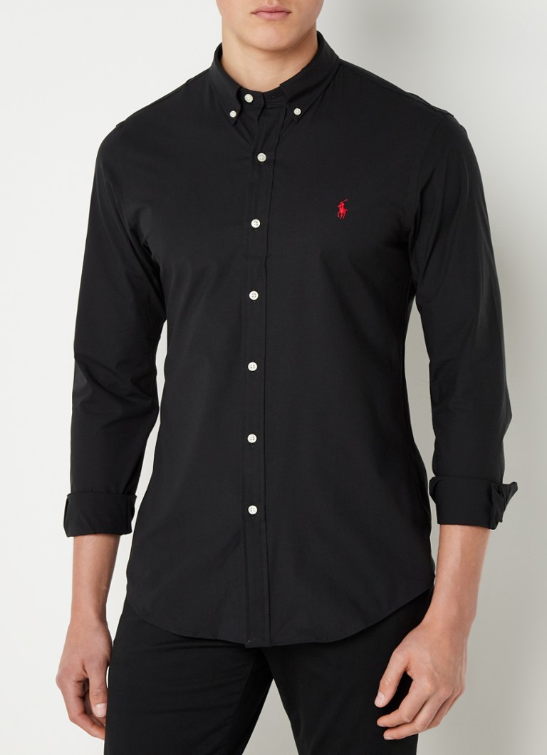 Ralph Lauren - Slim fit overhemd met logo - Zwart