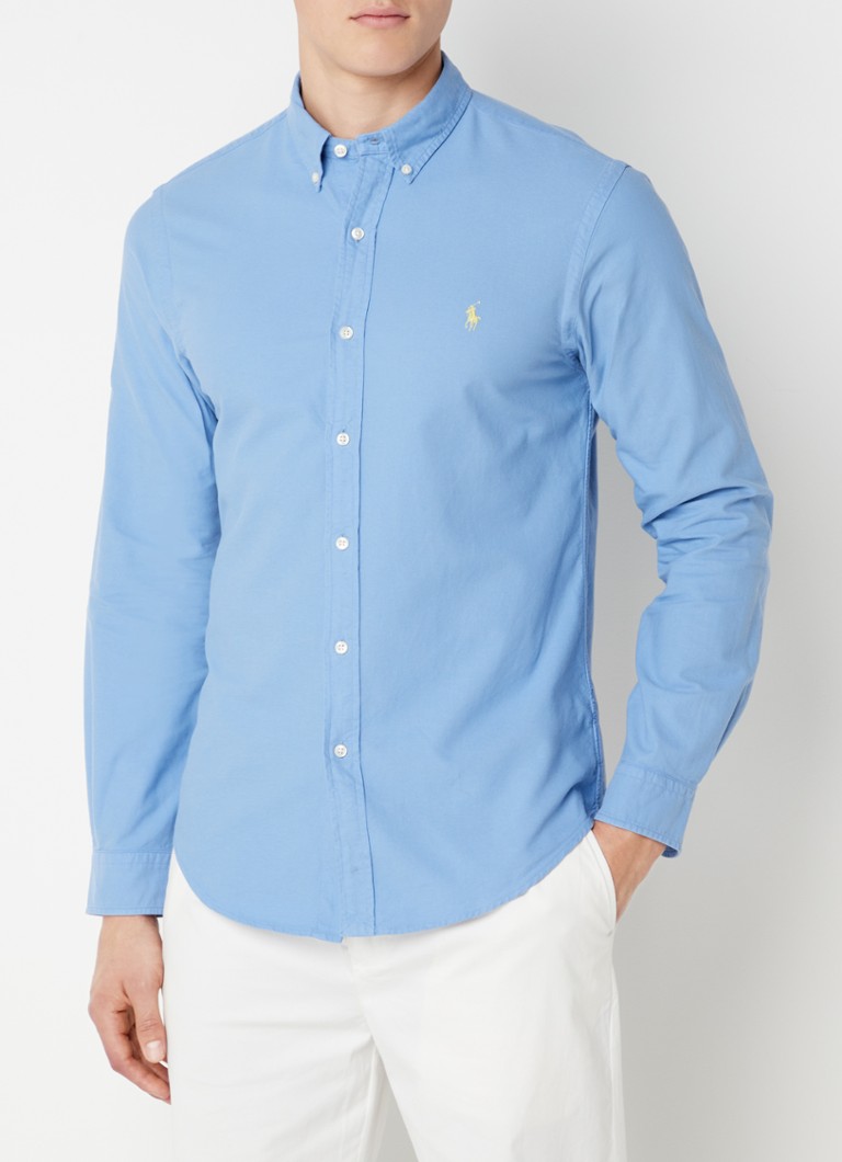 Ralph Lauren - Slim fit overhemd met logoborduring  - Blauw