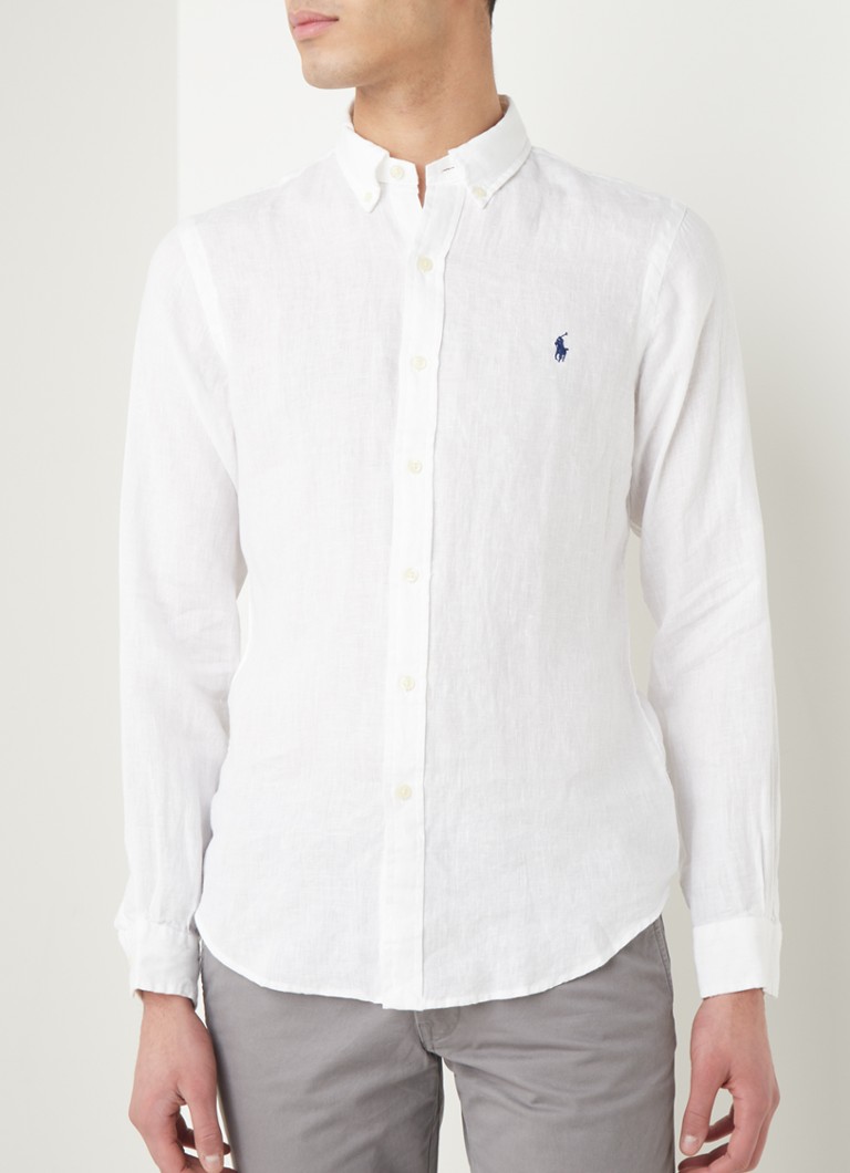 vloeistof spiraal gezond verstand Ralph Lauren Slim fit overhemd van linnen met logo • Wit • de Bijenkorf