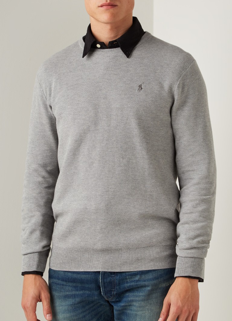 Ralph Lauren - Slim fit pullover met logoborduring  - Lichtgrijs