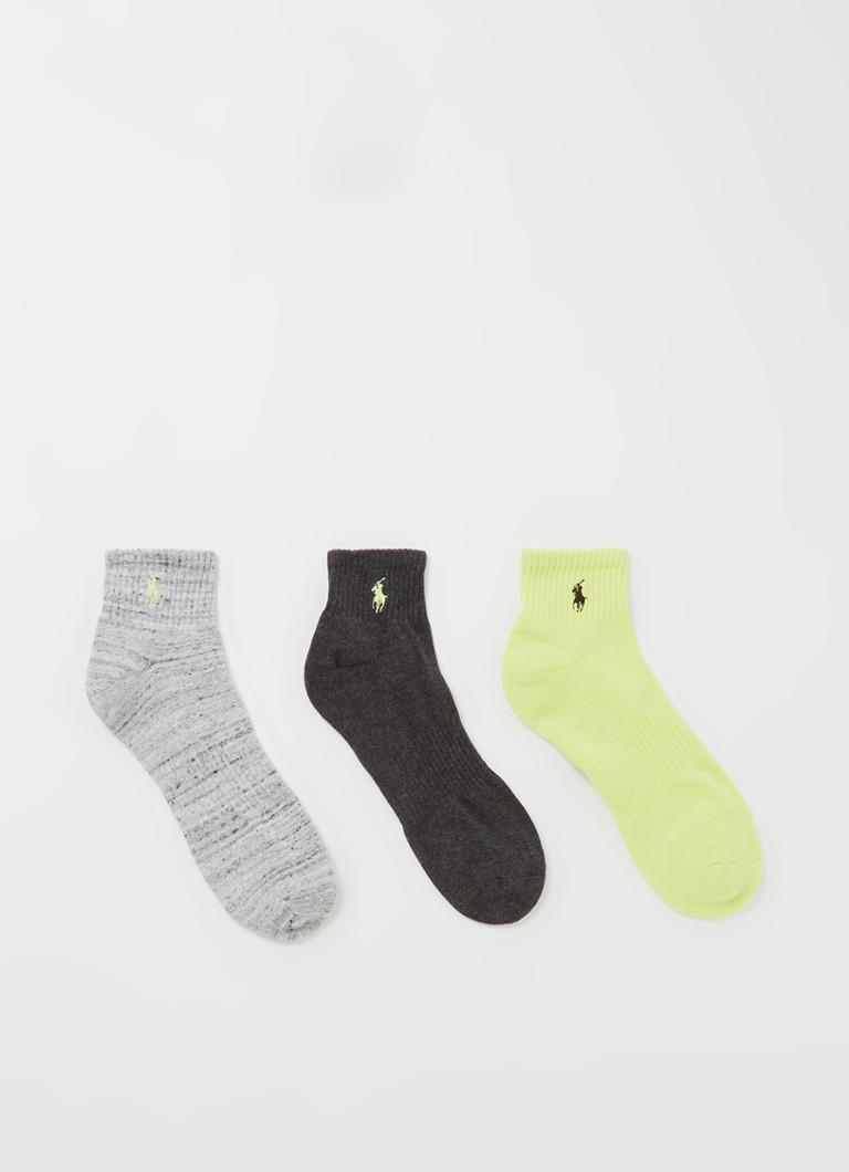 Ralph Lauren - Sokken met logoborduring in 3-pack - Neongeel