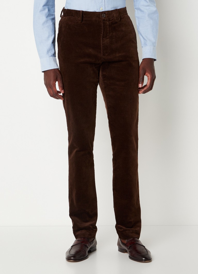 Ralph Lauren - Straight fit pantalon van corduroy met steekzakken - Donkerbruin