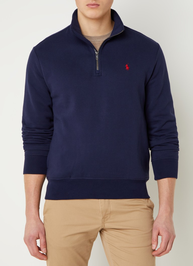 Ralph Lauren Sweater van fleece met halve rits en logo • Cruise Navy