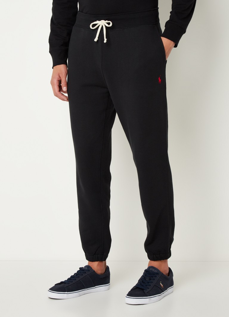 Ralph Lauren - Tapered fit cropped joggingbroek met logoborduring - Zwart