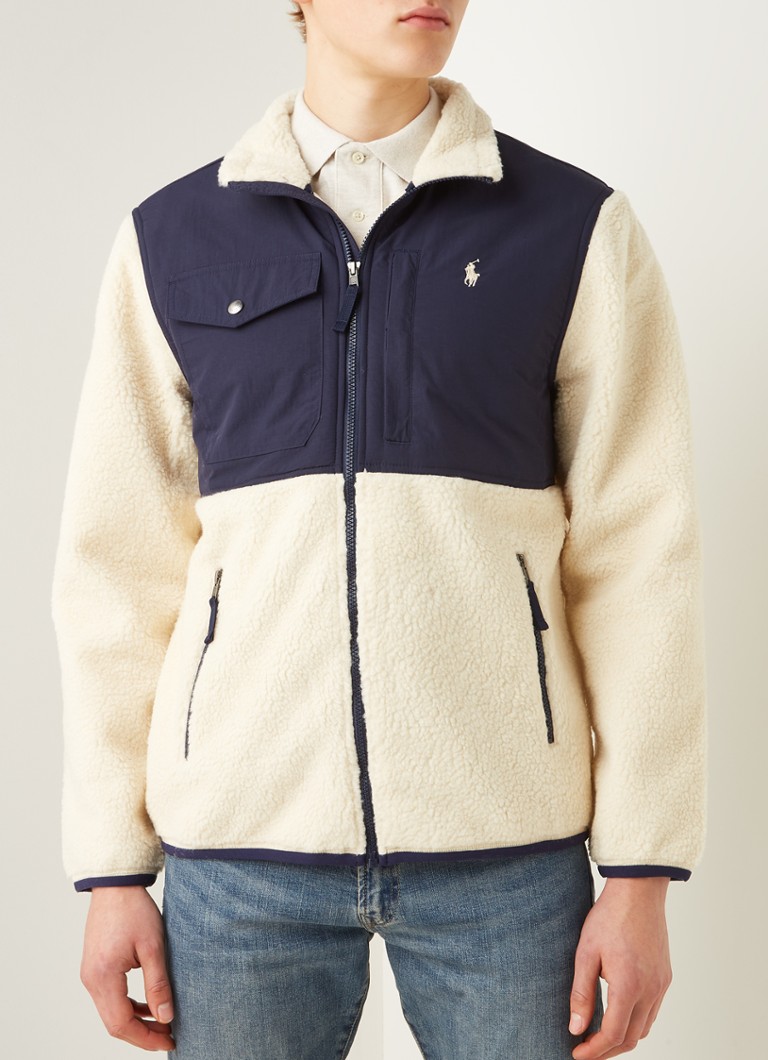 Ralph Lauren Teddy jas met opstaande kraag en logo • Beige de Bijenkorf