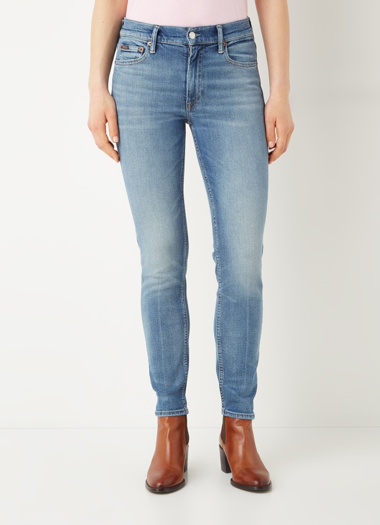 Ralph Lauren - Tomp mid waist skinny fit cropped jeans met stretch - Indigo