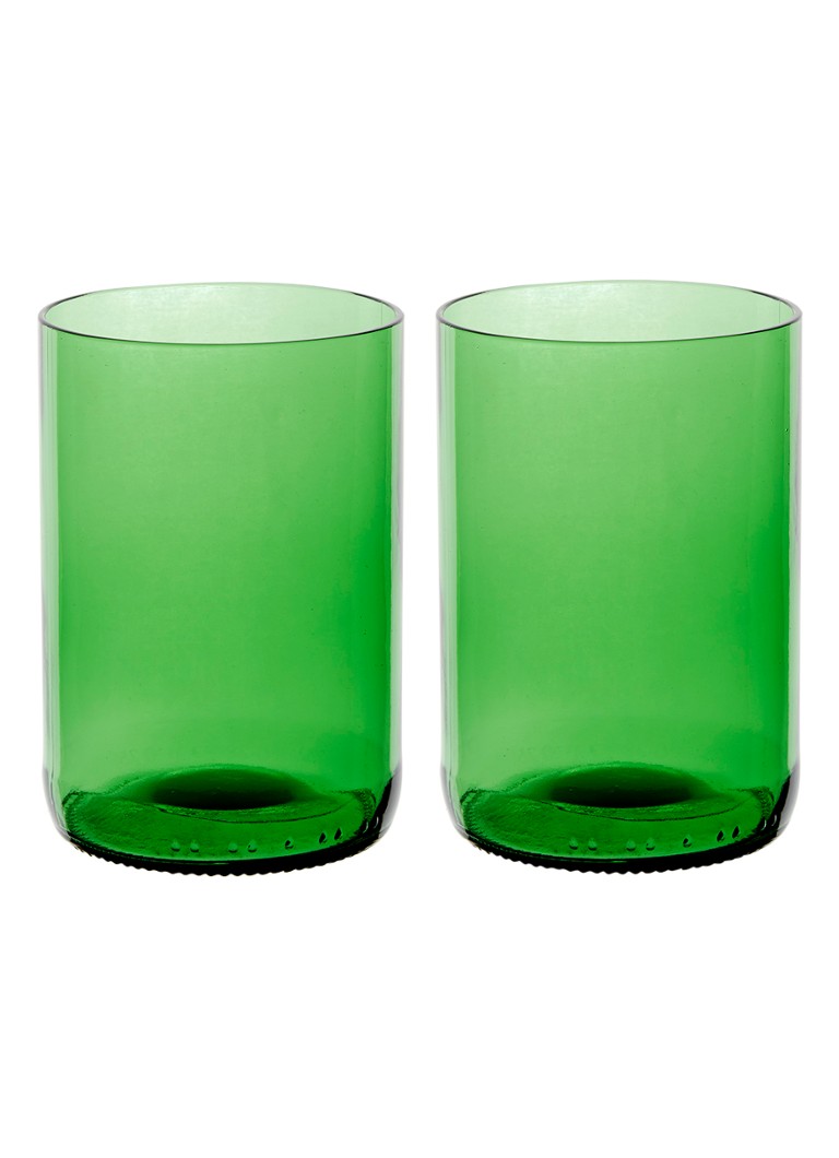 Rebottled - Tumbler drinkglas 33 cl set van 2 - Groen
