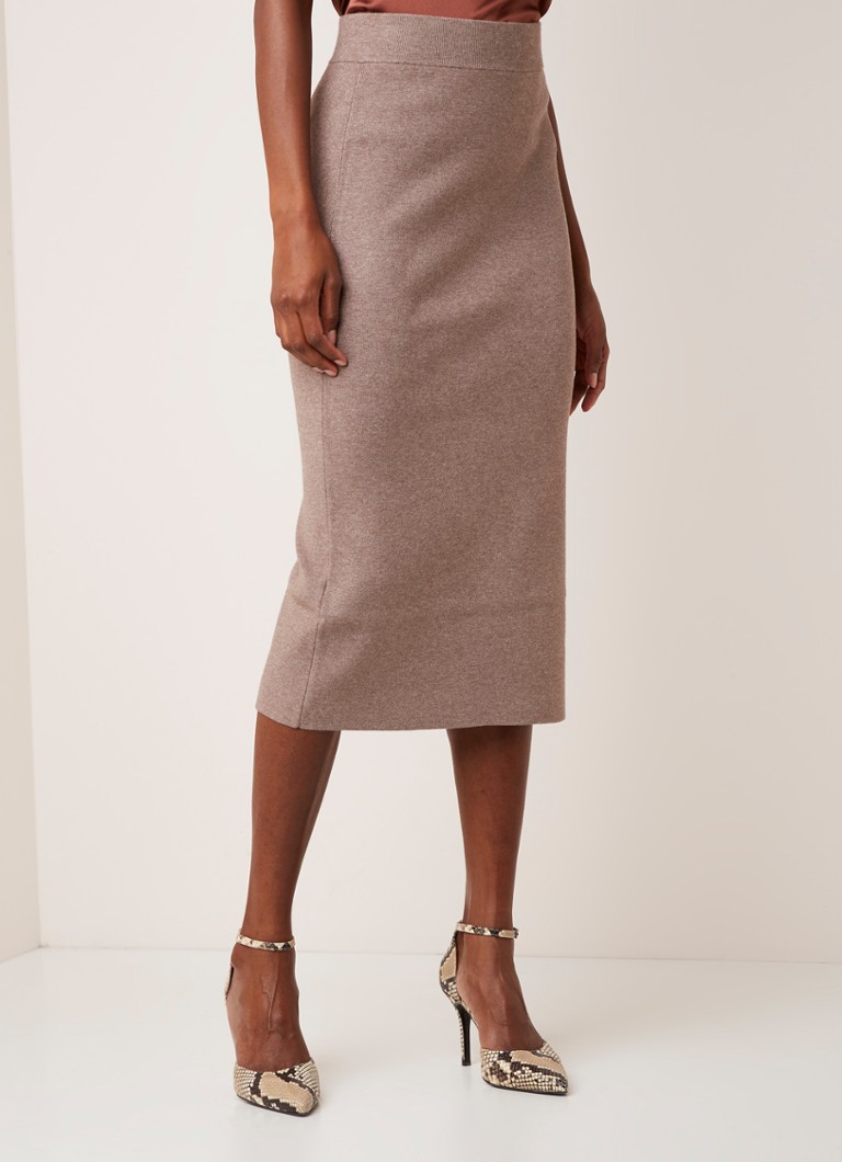 Reiss - Anna fijngebreide kokerrok - Lichtbruin