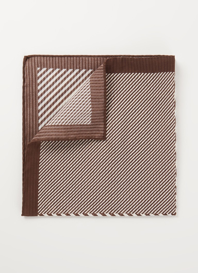 Reiss - Arles pochet in zijdeblend met streepprint - Bruin