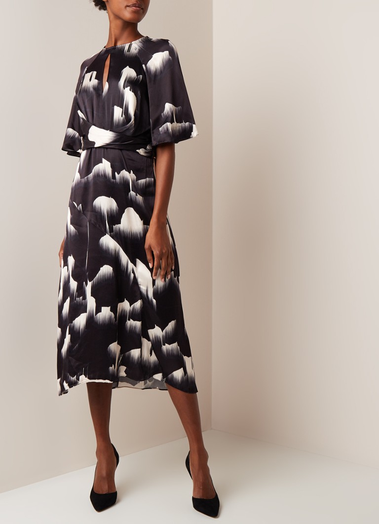 Reiss - Arlo-glacier maxi-jurk met vleermuismouw en dessin - Zwart