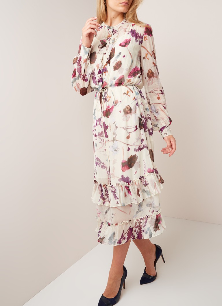 Reiss - Aster semi-transparante maxi-jurk met bloemendessin - Ivoor
