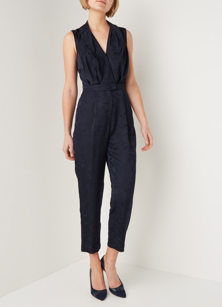 Reiss - Azra jumpsuit met overslag en borduring - Donkerblauw