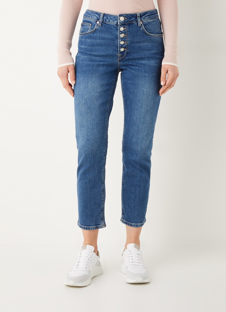 Reiss - Bailey mid waist straight leg cropped jeans - Blauw