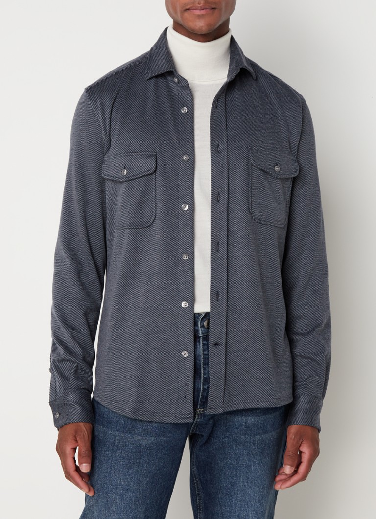 Reiss - Caprio overshirt met streepprint en klepzakken - Donkergrijs