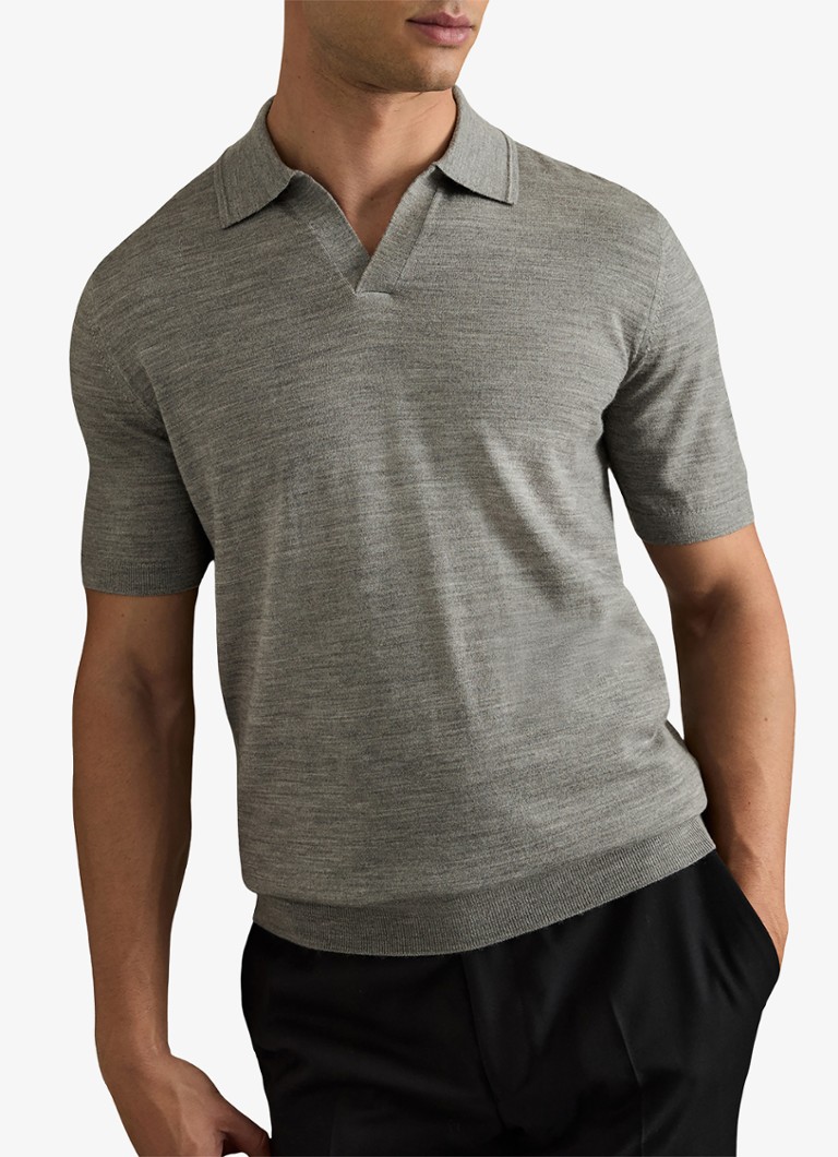 Reiss - Duchie regular fit polo van merino wol - Grijsmele