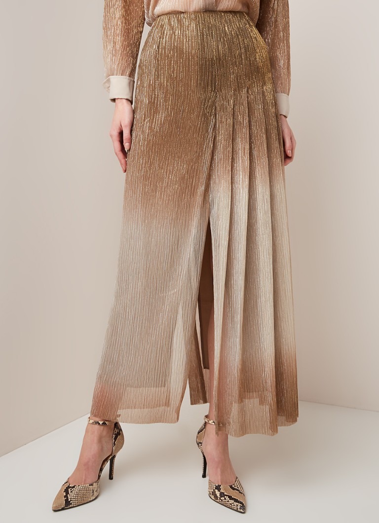 Reiss - Emmeline maxirok met plissé en lurex - Goud