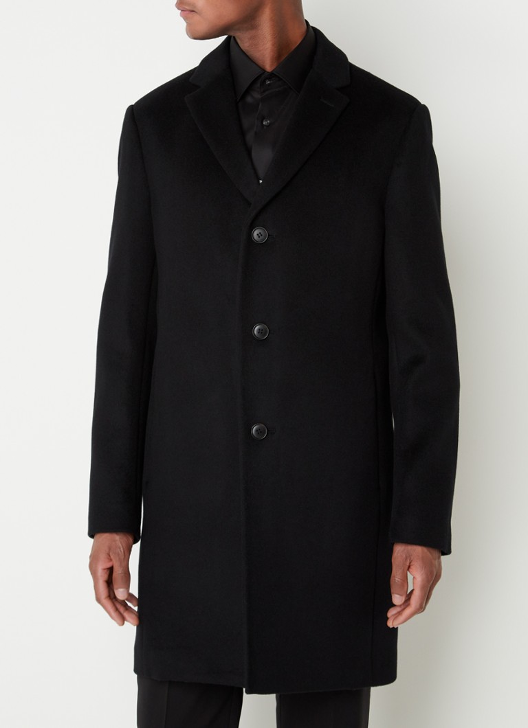 Reiss - Gable Epsom mantel in wolblend met steekzakken - Zwart