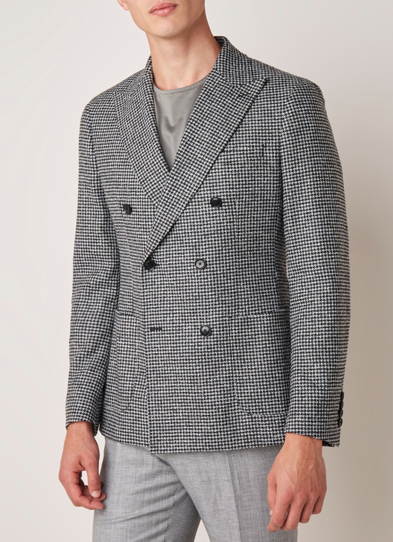 Reiss - Grange double breasted colbert met pied-de-poule dessin - Zwart