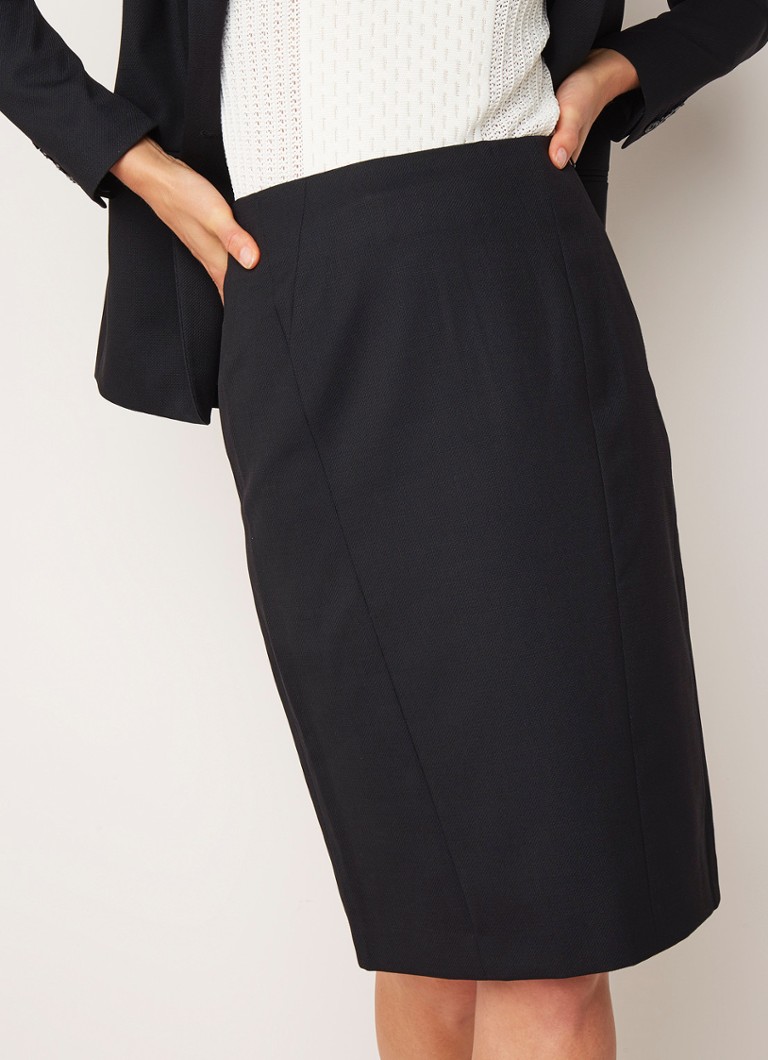 Reiss - Hartley midi kokerrok in wolblend met structuur - Zwart