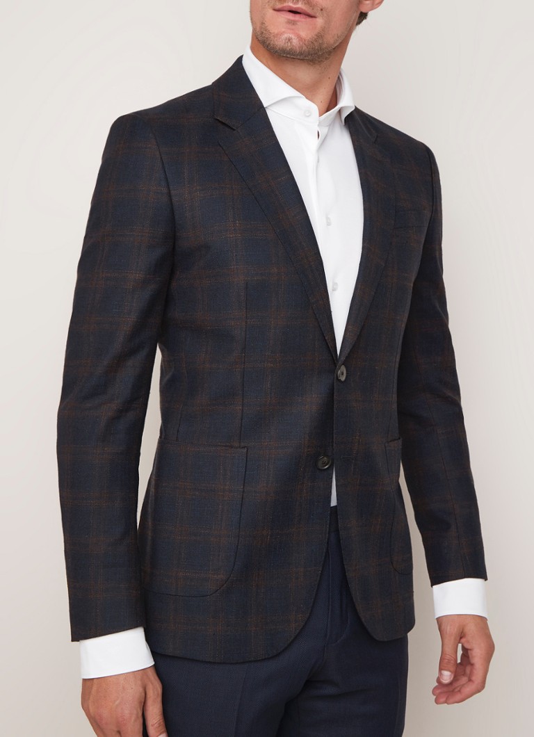 Reiss - Hermitage slim fit colbert in wolblend met ruitdessin - Donkerblauw