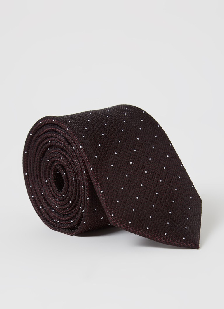 Reiss - Liam stropdas van zijde met microdessin - Bordeauxrood