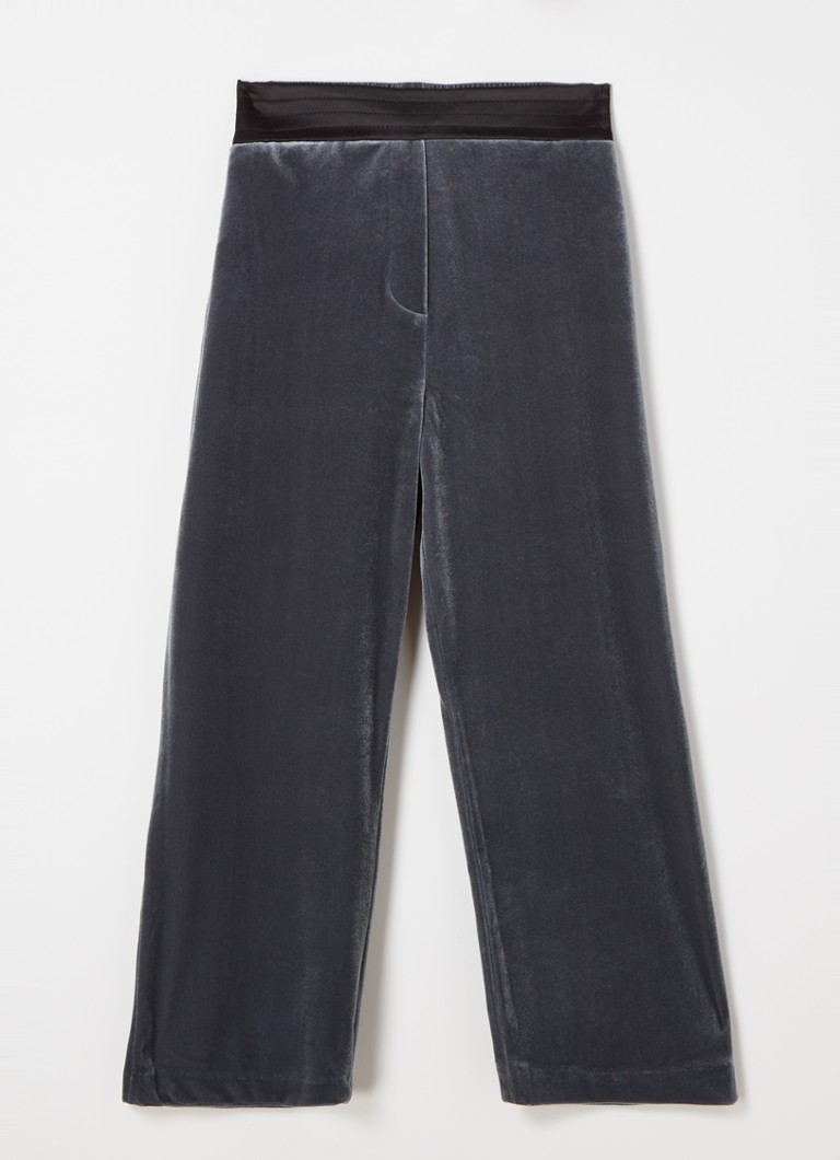 Reiss - Lila wide fit pantalon van fluweel met steekzakken - Blauwgrijs