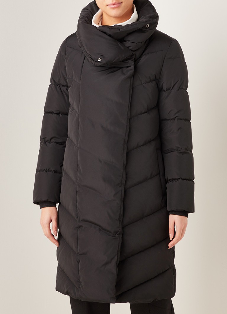 Reiss - Lora longline puffer jas met opstaande kraag - Zwart