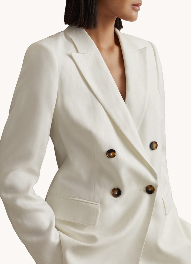 Reiss Lori double breasted blazer in linnenblend • Wit • de Bijenkorf