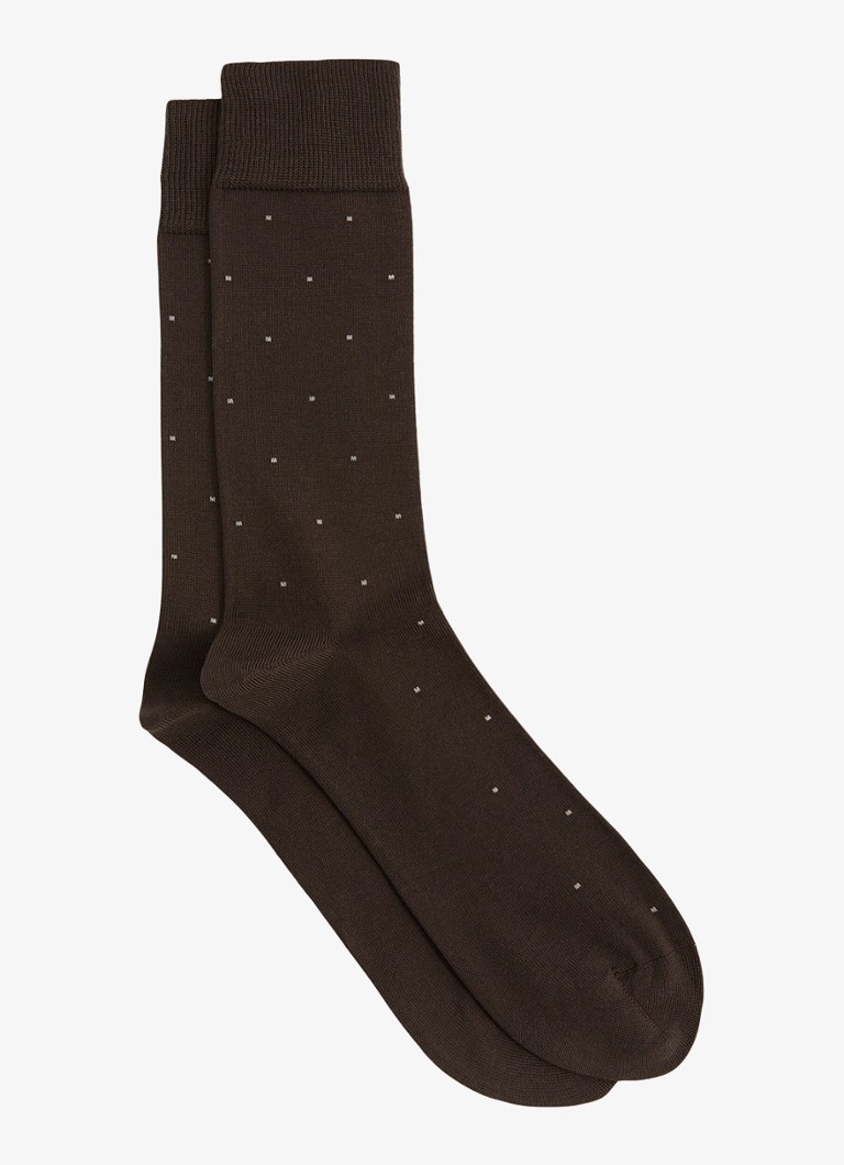 Reiss - Mario sokken met stippenprint - Donkerbruin