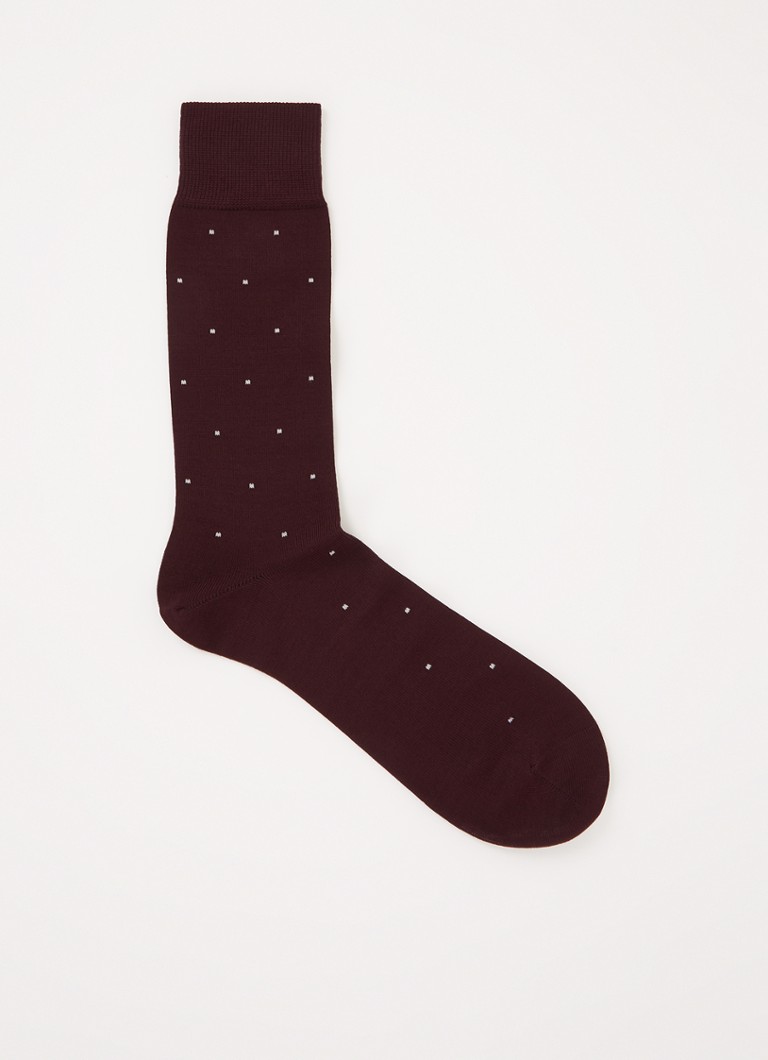 Reiss - Mario sokken met stippenprint - Bordeauxrood